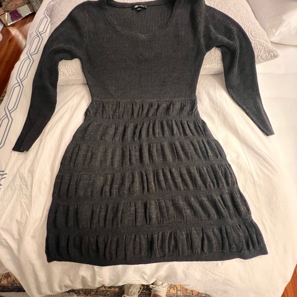 AB Studio Dark Gray Long Sleeve Dress